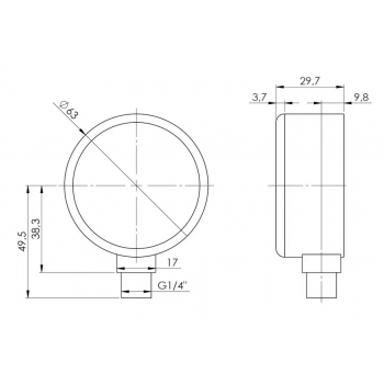 MANOMETR 1/4 RF63RAD-0 10BAR KL.2.5 RADIALNY 63514